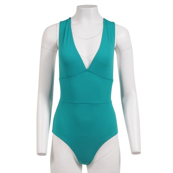 Hermes Womens One Piece Swimsuit 38 Bleu Lagune Teal Mint Polymide Vamp Bikini - Picture 1 of 10